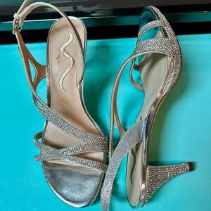 Elegant Silver Strappy Heels